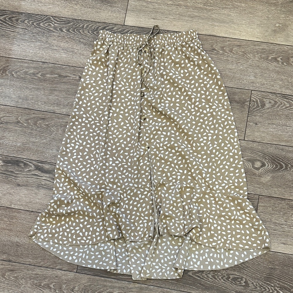 SHEIN Curve Women's Tan and White Patterned Skirt 2XL